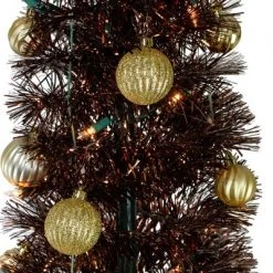 Northlight 6' Pre-Lit Brown Pre-Decorated Pop-Up Artificial Christmas Tree