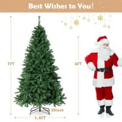 Costway 6FT/7FT Pre-Lit Hinged Christmas Tree with 260/350 Multi-Color Lights No Fluffing Required -Christmas Trees Sales Store unnamed file 5835