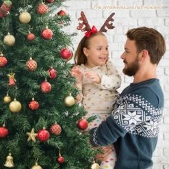 Costway 6FT/7FT Pre-Lit Hinged Christmas Tree with 260/350 Multi-Color Lights No Fluffing Required -Christmas Trees Sales Store unnamed file 5836