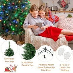 Costway 6FT/7FT Pre-Lit Hinged Christmas Tree with 260/350 Multi-Color Lights No Fluffing Required -Christmas Trees Sales Store unnamed file 5839