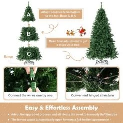 Costway 6FT/7FT Pre-Lit Hinged Christmas Tree with 260/350 Multi-Color Lights No Fluffing Required -Christmas Trees Sales Store unnamed file 5841