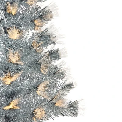 Northlight 3' Pre-Lit Silver Fiber Optic Artificial Christmas Tree, Warm White Lights 2 Northlight 3' Pre-Lit Silver Fiber Optic Artificial Christmas Tree, Warm White Lights - Image 2