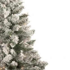 Northlight 4' Pre-Lit Flocked Pine Slim Artificial Christmas Tree, Clear Lights