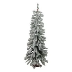 Northlight 4' Unlit Slim Flocked Winter Alpine Artificial Christmas Tree