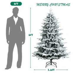 Costway 4.5ft/6ft/7ft Pre-lit Snow Flocked Hinged Artificial Christmas Tree with 120/260/300 LED Lights -Christmas Trees Sales Store unnamed file 5941
