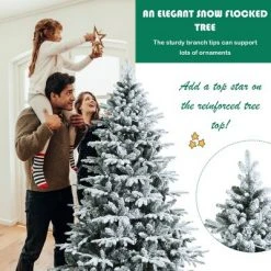 Costway 4.5ft/6ft/7ft Pre-lit Snow Flocked Hinged Artificial Christmas Tree with 120/260/300 LED Lights -Christmas Trees Sales Store unnamed file 5943