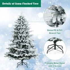 Costway 4.5ft/6ft/7ft Pre-lit Snow Flocked Hinged Artificial Christmas Tree with 120/260/300 LED Lights -Christmas Trees Sales Store unnamed file 5944