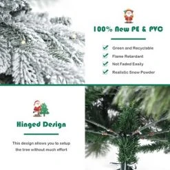 Costway 4.5ft/6ft/7ft Pre-lit Snow Flocked Hinged Artificial Christmas Tree with 120/260/300 LED Lights -Christmas Trees Sales Store unnamed file 5945