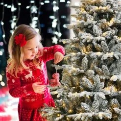 Costway 4.5ft/6ft/7ft Pre-lit Snow Flocked Hinged Artificial Christmas Tree with 120/260/300 LED Lights -Christmas Trees Sales Store unnamed file 5947