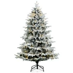 Costway 4.5ft/6ft/7ft Pre-lit Snow Flocked Hinged Artificial Christmas Tree with 120/260/300 LED Lights -Christmas Trees Sales Store unnamed file 5948