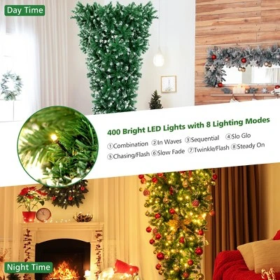 Costway 7.5FT Pre-Lit Snowy Upside Down Christmas Tree 1100 Tips w/ 400 Lights & 8 Modes 5 Costway 7.5FT Pre-Lit Snowy Upside Down Christmas Tree 1100 Tips w/ 400 Lights & 8 Modes - Image 5