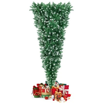 Costway 7.5FT Pre-Lit Snowy Upside Down Christmas Tree 1100 Tips w/ 400 Lights & 8 Modes 9 Costway 7.5FT Pre-Lit Snowy Upside Down Christmas Tree 1100 Tips w/ 400 Lights & 8 Modes - Image 9