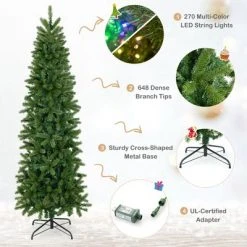 Costway 6 FT/7.5 FT Pre-Lit Hinged Artificial Christmas Tree w/ 648/796 Tips & 270/350 LED Lights -Christmas Trees Sales Store unnamed file 5966