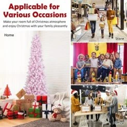 Costway 7FT Pre-Lit Snow Flocked Hinged Pencil Christmas Tree w/ 300 Lights & 8 Modes 14 Costway 7FT Pre-Lit Snow Flocked Hinged Pencil Christmas Tree w/ 300 Lights & 8 Modes -Christmas Trees Sales Store unnamed file 5976