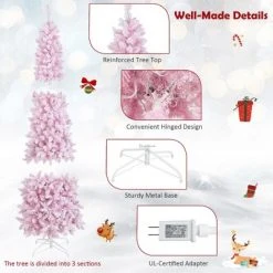 Costway 7FT Pre-Lit Snow Flocked Hinged Pencil Christmas Tree w/ 300 Lights & 8 Modes 17 Costway 7FT Pre-Lit Snow Flocked Hinged Pencil Christmas Tree w/ 300 Lights & 8 Modes -Christmas Trees Sales Store unnamed file 5979