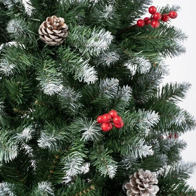 National Tree Company 7.5' Unlit Slim Cullen Hinged Artificial Christmas Tree with Berries & Pinecones 2 National Tree Company 7.5' Unlit Slim Cullen Hinged Artificial Christmas Tree with Berries & Pinecones - Image 2