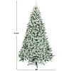 Costway 7.5FT Snow Flocked Artificial Christmas Tree Hinged w/1346 Tip and Foldable Base