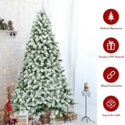 Costway 7.5FT Snow Flocked Artificial Christmas Tree Hinged w/1346 Tip and Foldable Base 14 Costway 7.5FT Snow Flocked Artificial Christmas Tree Hinged w/1346 Tip and Foldable Base -Christmas Trees Sales Store unnamed file 6030