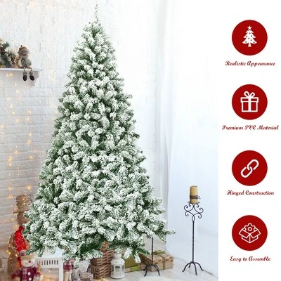 Costway 7.5FT Snow Flocked Artificial Christmas Tree Hinged w/1346 Tip and Foldable Base 6 Costway 7.5FT Snow Flocked Artificial Christmas Tree Hinged w/1346 Tip and Foldable Base - Image 6