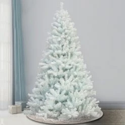 National Tree Company 7 Foot Full Bodied Flocked Unlit Snowy Festive Artificial Christmas Tree with 1,133 Branch Tips, & Metal Stand, White