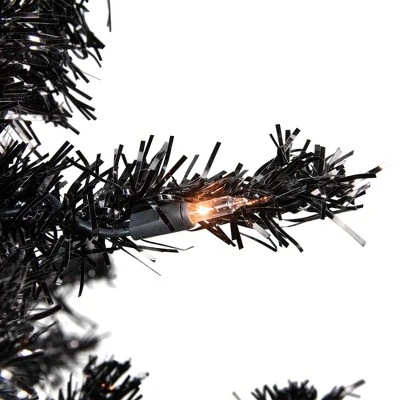 Northlight 6' Pre-Lit Black Artificial Tinsel Christmas Tree, Clear Lights 2 Northlight 6' Pre-Lit Black Artificial Tinsel Christmas Tree, Clear Lights - Image 2