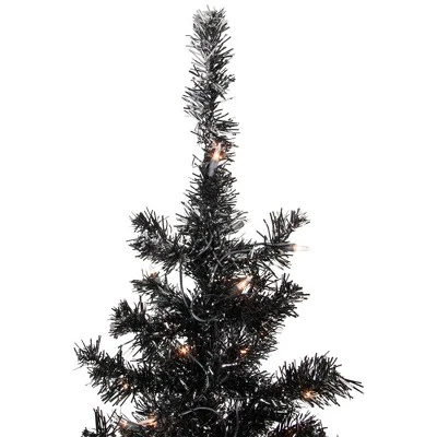 Northlight 6' Pre-Lit Black Artificial Tinsel Christmas Tree, Clear Lights 3 Northlight 6' Pre-Lit Black Artificial Tinsel Christmas Tree, Clear Lights - Image 3