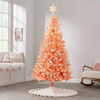 6.5' Pre-Lit Pink Alberta Artificial Christmas Tree Pink with Clear Lights - Wondershop™ 1 6.5' Pre-Lit Pink Alberta Artificial Christmas Tree Pink with Clear Lights - Wondershop™