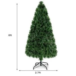 Costway Pre-Lit Fiber Optic Artificial PVC Christmas Tree 6Ft