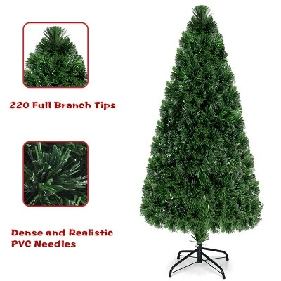 Costway Pre-Lit Fiber Optic Artificial PVC Christmas Tree 6Ft 5 Costway Pre-Lit Fiber Optic Artificial PVC Christmas Tree 6Ft - Image 5