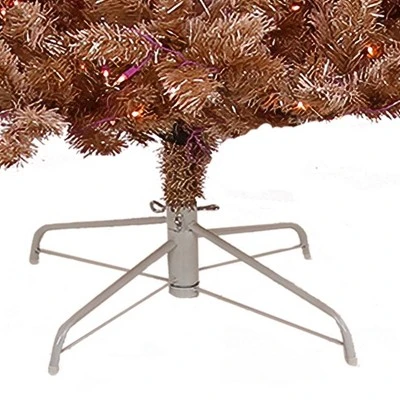 National Tree Company 7 Foot Full Bodied Flocked Prelit Artificial Christmas Tree with 500 Clear Lights & Metal Stand, Rose Gold/Light Pink 3 National Tree Company 7 Foot Full Bodied Flocked Prelit Artificial Christmas Tree with 500 Clear Lights & Metal Stand, Rose Gold/Light Pink - Image 3