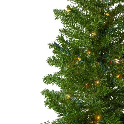 Northlight 6.5' Pre-Lit Canadian Pine Artificial Pencil Christmas Tree - Multi Lights 1 Northlight 6.5' Pre-Lit Canadian Pine Artificial Pencil Christmas Tree - Multi Lights
