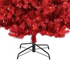 National Tree Company 7.5 Foot Full Bodied Flocked Prelit Artificial Christmas Tree with 550 Clear Lights, 1,309 Branch Tips, & Metal Stand, Red -Christmas Trees Sales Store unnamed file 6244