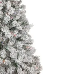 Northlight 6.5' Pre-Lit Flocked Madison Pine Artificial Christmas Tree, Multi Lights -Christmas Trees Sales Store unnamed file 6282