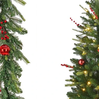 National Tree Company 3pc Holiday Greenery Set with 4' Pre-Lit LED Artificial Christmas Tree, 24" Wreath & 6' Pre-Lit LED Garland 2 National Tree Company 3pc Holiday Greenery Set with 4' Pre-Lit LED Artificial Christmas Tree, 24" Wreath & 6' Pre-Lit LED Garland - Image 2