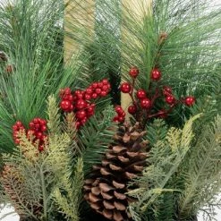 34in Frosted Porch Décor with Berries, Pinecones, and Birch Branch in Plastic Urn - Wondershop™