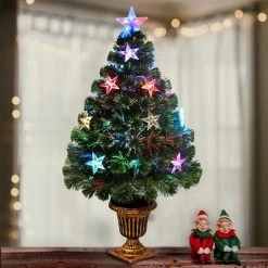 National Tree Company 36" Fiber Optic Evergreen Tree with Star Decorations