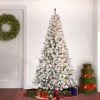 National Tree Company 7.5' Pre-Lit Flocked Full Acacia Hinged Artificial Christmas Tree Clear Lights