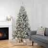 Northlight 6.5' Pre-Lit Flocked Madison Pine Medium Artificial Christmas Tree, Clear Lights