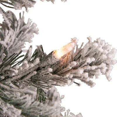 Northlight 6.5' Pre-Lit Flocked Madison Pine Medium Artificial Christmas Tree, Clear Lights 2 Northlight 6.5' Pre-Lit Flocked Madison Pine Medium Artificial Christmas Tree, Clear Lights - Image 2