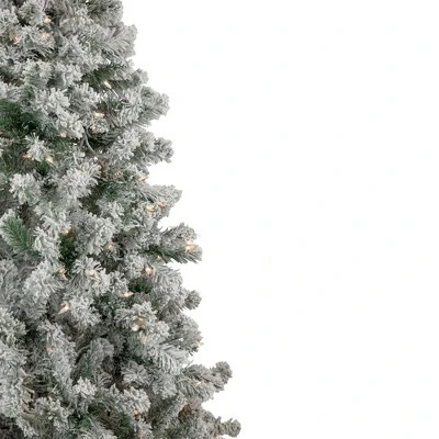 Northlight 6.5' Pre-Lit Flocked Madison Pine Medium Artificial Christmas Tree, Clear Lights 3 Northlight 6.5' Pre-Lit Flocked Madison Pine Medium Artificial Christmas Tree, Clear Lights - Image 3