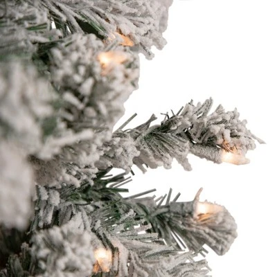 Northlight 6.5' Pre-Lit Flocked Madison Pine Medium Artificial Christmas Tree, Clear Lights 5 Northlight 6.5' Pre-Lit Flocked Madison Pine Medium Artificial Christmas Tree, Clear Lights - Image 5