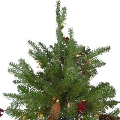 Northlight 7.5’ Pre-Lit Mixed Winter Berry Pine Artificial Christmas Tree - Clear Lights 2 Northlight 7.5’ Pre-Lit Mixed Winter Berry Pine Artificial Christmas Tree - Clear Lights - Image 2