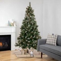 Northlight 6.5' Pre-lit Snow Valley Pine Artificial Christmas Tree, Clear Lights