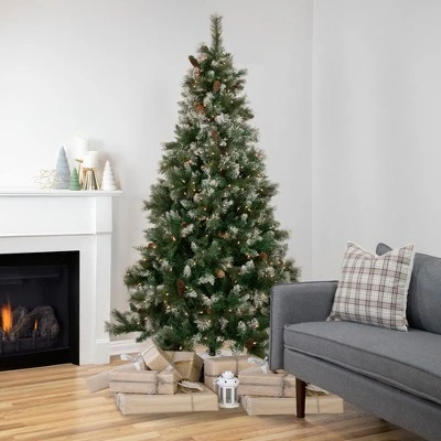 Northlight 7.5' Pre-lit Snow Valley Pine Artificial Christmas Tree, Clear Lights 1 Northlight 7.5' Pre-lit Snow Valley Pine Artificial Christmas Tree, Clear Lights