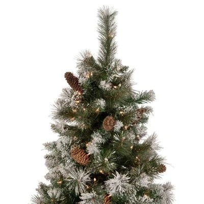 Northlight 7.5' Pre-lit Snow Valley Pine Artificial Christmas Tree, Clear Lights 4 Northlight 7.5' Pre-lit Snow Valley Pine Artificial Christmas Tree, Clear Lights - Image 4