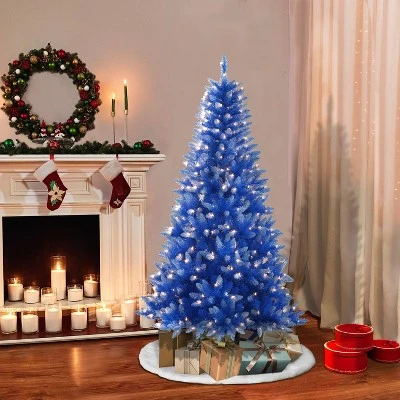 6.5ft Puleo Pre-Lit Blue Artificial Christmas Tree Clear Lights 1 6.5ft Puleo Pre-Lit Blue Artificial Christmas Tree Clear Lights