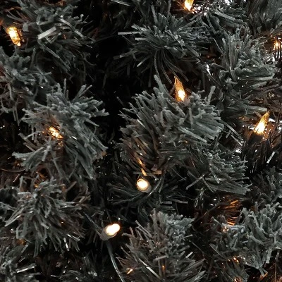 National Tree Company 4 Foot Full Bodied Flocked Prelit Artificial Christmas Holiday Tree with 200 Clear Lights, 311 Branch Tips, & Metal Stand, Black 3 National Tree Company 4 Foot Full Bodied Flocked Prelit Artificial Christmas Holiday Tree with 200 Clear Lights, 311 Branch Tips, & Metal Stand, Black - Image 3