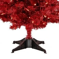 National Tree Company 4 Foot Full Bodied Flocked Prelit Artificial Christmas Holiday Tree with 200 Clear Lights, 311 Branch Tips, & Metal Stand, Red -Christmas Trees Sales Store unnamed file 6544