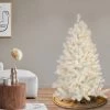 National Tree Company 4 Foot Full Bodied Flocked Prelit Artificial Christmas Holiday Tree with 200 Clear Lights, 311 Branch Tips, & Metal Stand, White