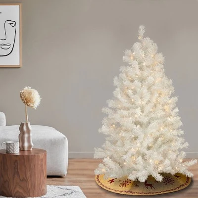 National Tree Company 4 Foot Full Bodied Flocked Prelit Artificial Christmas Holiday Tree with 200 Clear Lights, 311 Branch Tips, & Metal Stand, White 1 National Tree Company 4 Foot Full Bodied Flocked Prelit Artificial Christmas Holiday Tree with 200 Clear Lights, 311 Branch Tips, & Metal Stand, White